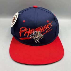 Vintage Florida Panthers NHL Hat Men Blue Red AJD Snap Back Cap New